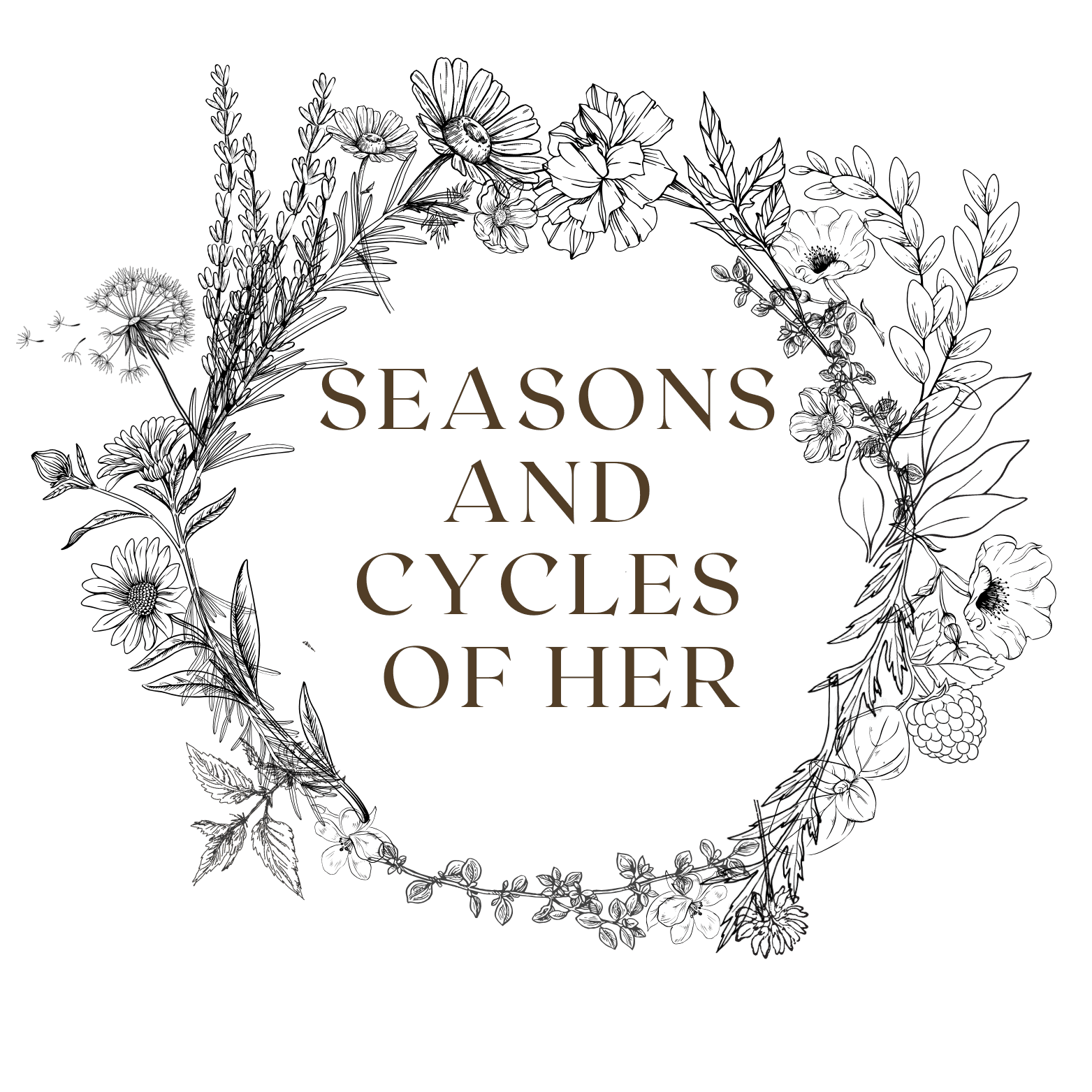 Seasons and Cycles of Her - floral wreath logo